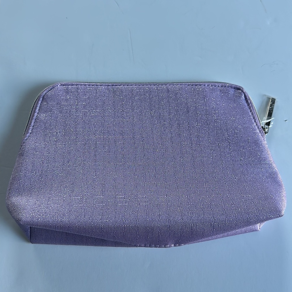Lancôme makeup bag purple lavender metallic Dopp kit never used 10x6in clean - Picture 5 of 9